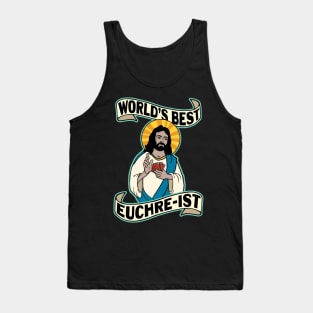 Funny Euchre World's Best Euchre-ist Jesus Pun Tank Top